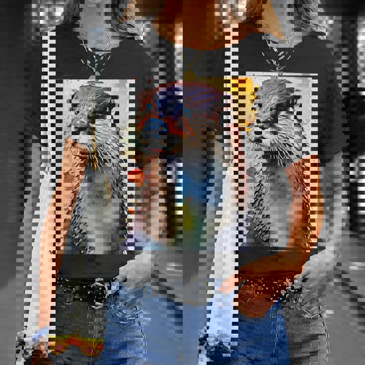 コツメカワウソ【どうぶつフレンズ】水彩画 動物 かわいい おしゃれ イラスト Tシャツ 彼女への贈り物