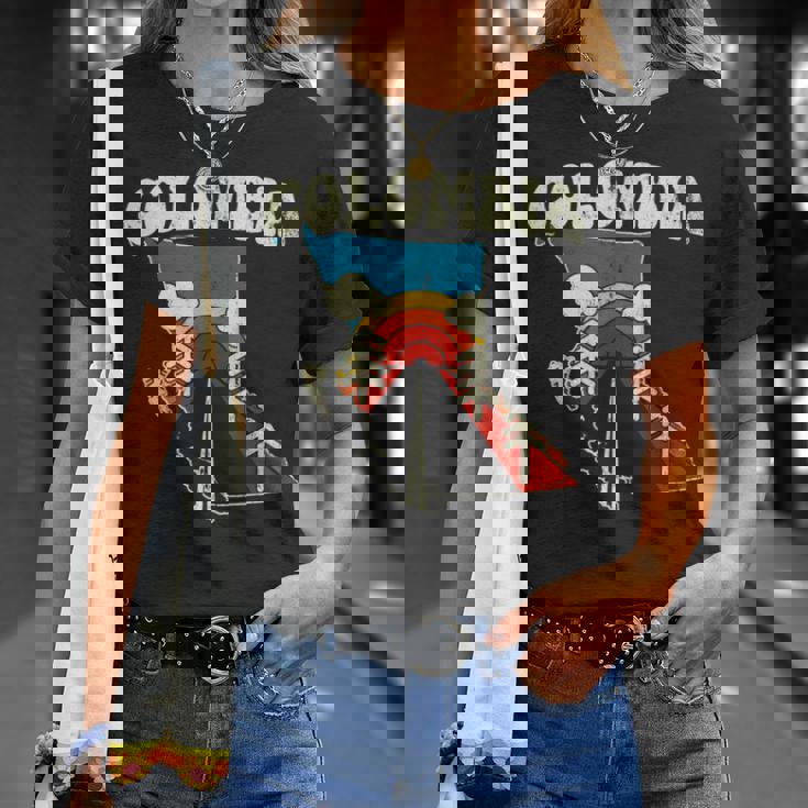 コロンビア ビンテージ コロンビアン カントリー レインボー レトロ 70年代地図 Tシャツ 彼女への贈り物