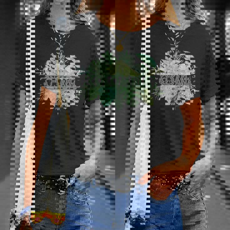 コロンビア ラテンアメリカ カリブ海 太平洋 エコツー リズム ギフト お土産 モンステラヤシ ビーチ ヤシの木 Tシャツ 彼女への贈り物