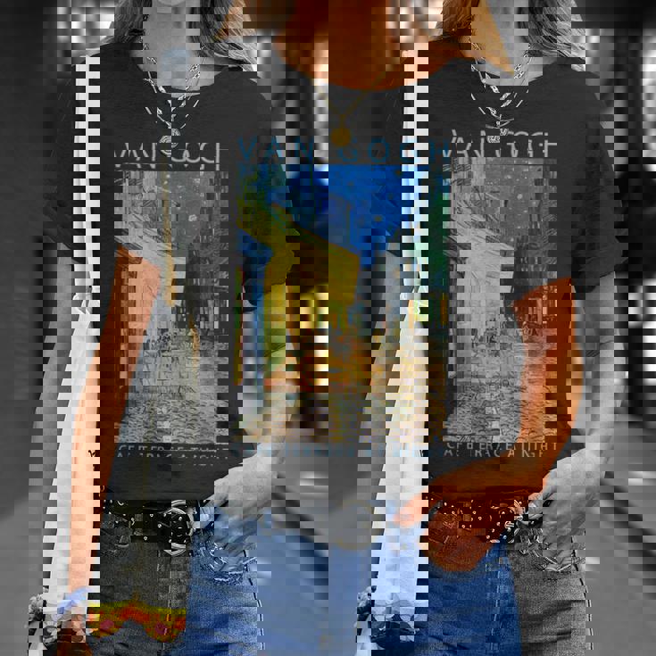 ゴッホ 面白いtシャツ アート 夜のカフェテラス 印象派 絵画 メンズ レディース 面白い 服 美術 油彩画 Tシャツ 彼女への贈り物