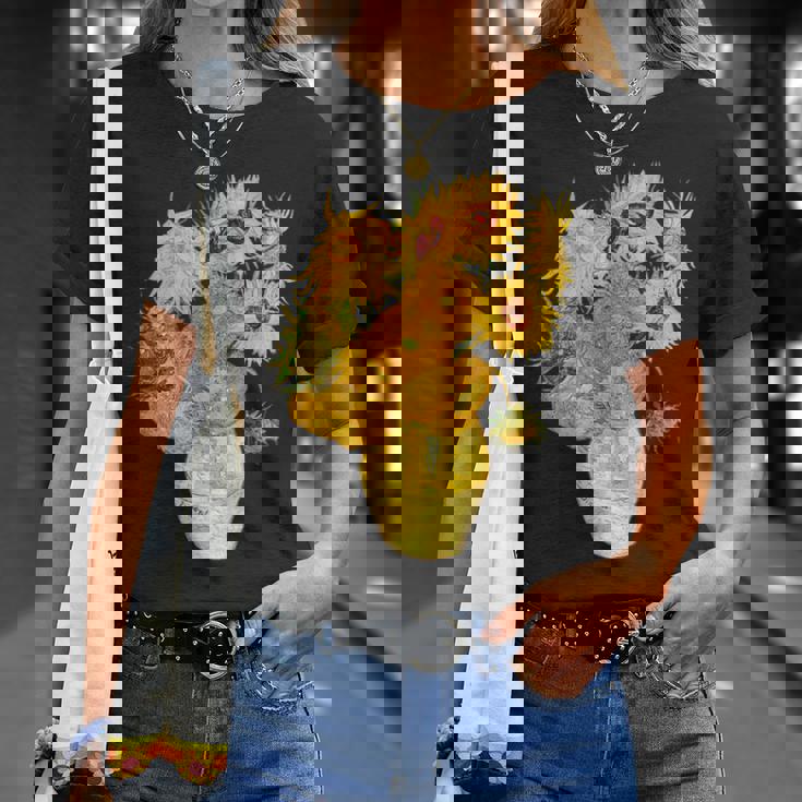 ゴッホのひまわりの現代美術の絵画 Tシャツ 彼女への贈り物