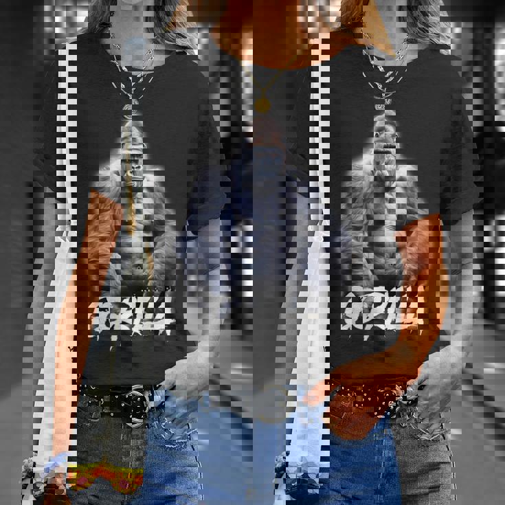 ゴリラ×シルバーバックゴリラ霊長類 Tシャツ 彼女への贈り物