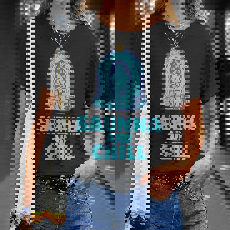 サウナ好き サウナアンドチル おもしろ 男性 女性 ユニセックス シンプル おしゃれ Tシャツ 彼女への贈り物