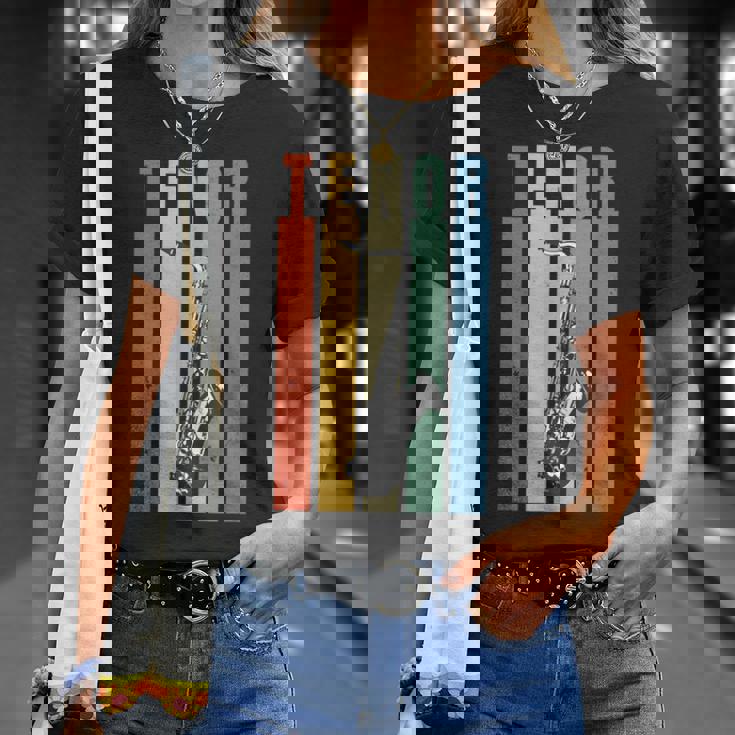 サックス テナーサックス レトロ Tシャツ 彼女への贈り物