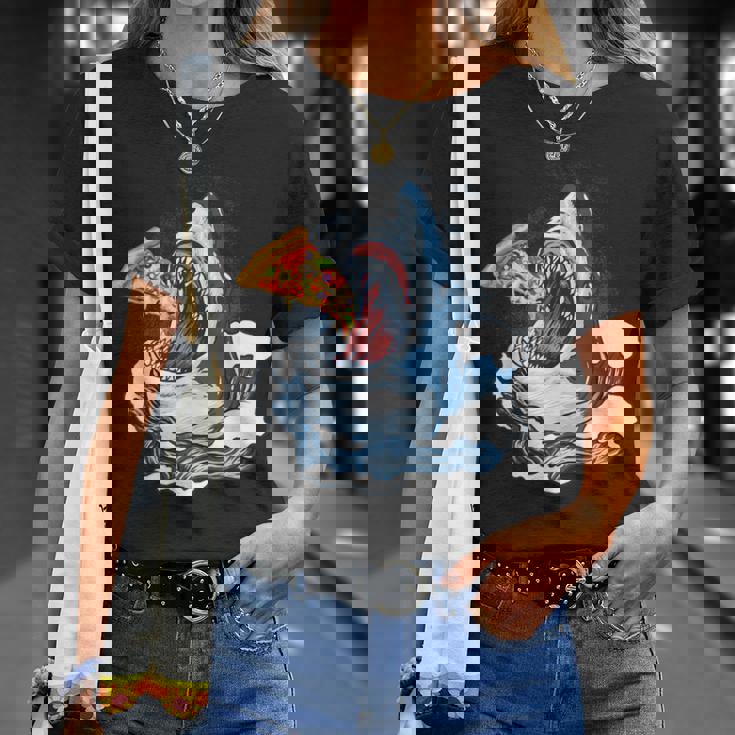 サメが食べるピザ サメグッズ ジョーズ Tシャツ 彼女への贈り物