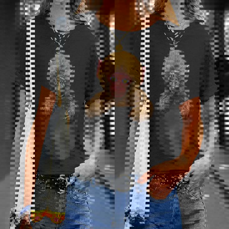 サル 猿 ニホンザル ポケット Tシャツ 彼女への贈り物