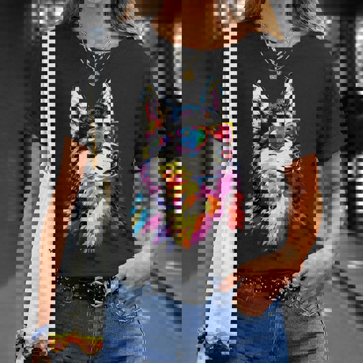 サングラスをかけたハスキー犬 私はシベリアンハスキーが大好きです。 Tシャツ 彼女への贈り物