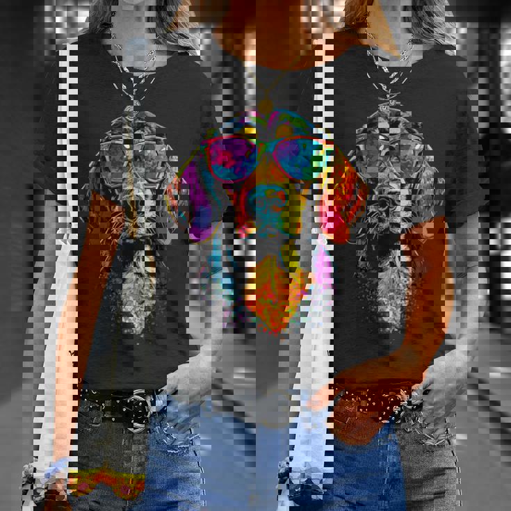 サングラスをかけたビーグル ビーグル子犬 かわいい イングリッシュビーグル Tシャツ 彼女への贈り物