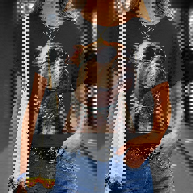 サングラスをかけたピットブル アメリカン・ピット・ブル・テリア Tシャツ 彼女への贈り物