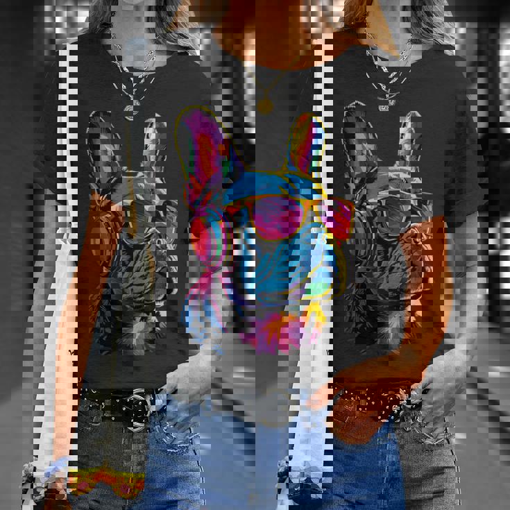 サングラスをかけたフレンチ・ブルドッグ ブルドッグ・マスティフ Tシャツ 彼女への贈り物