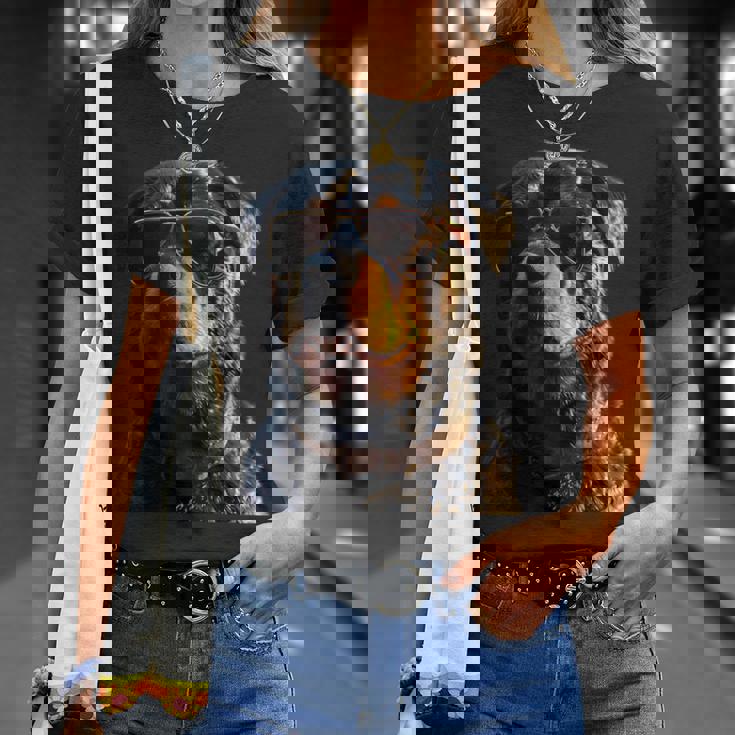 サングラスをかけたロットワイラー 愛犬自慢のロットワイラー Tシャツ 彼女への贈り物