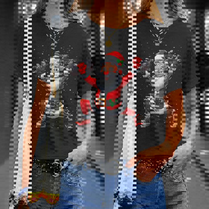 サンタ ウエイトリフティング ジム トレーニング クリスマス フィットネス Tシャツ 彼女への贈り物