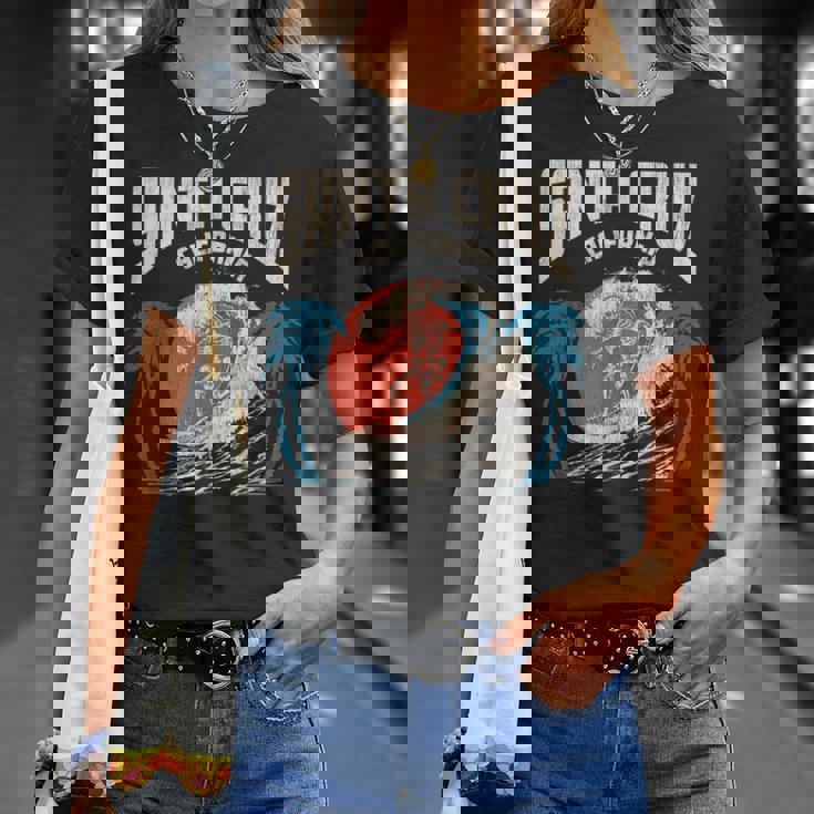 サンタクルーズ カリフォルニア サーフィン スケルトンデザイン サーファー向け Tシャツ 彼女への贈り物