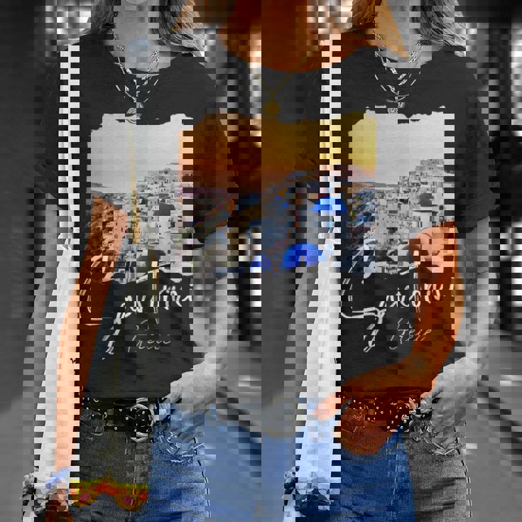 サントリーニ ギリシャ絵画 サントリーニ Tシャツ 彼女への贈り物