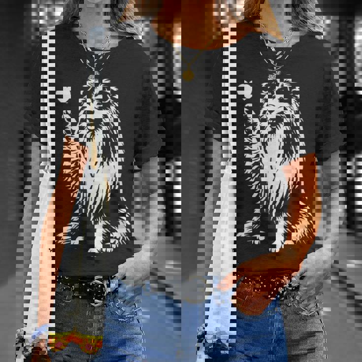 シェットランド・シープドッグ お座り犬 ハート シェルティ グラフィック デザイン Tシャツ 彼女への贈り物