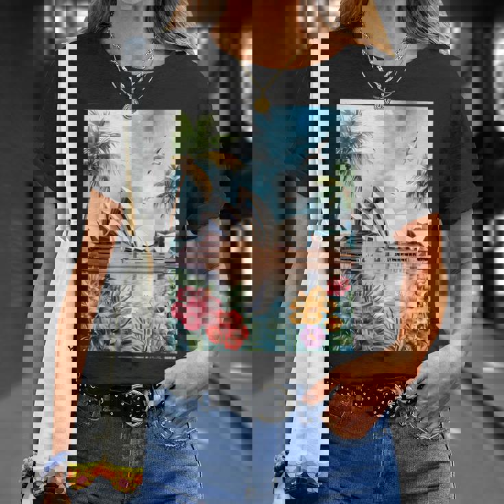 シドニーオペラハウスと南国の自然 Tシャツ 彼女への贈り物