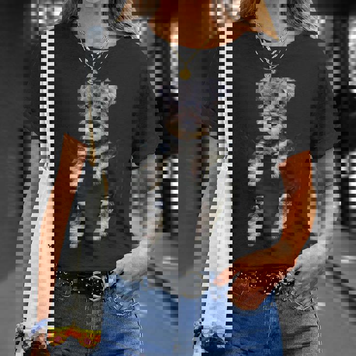 シュナウザー犬のポケットパピーギフト Tシャツ 彼女への贈り物