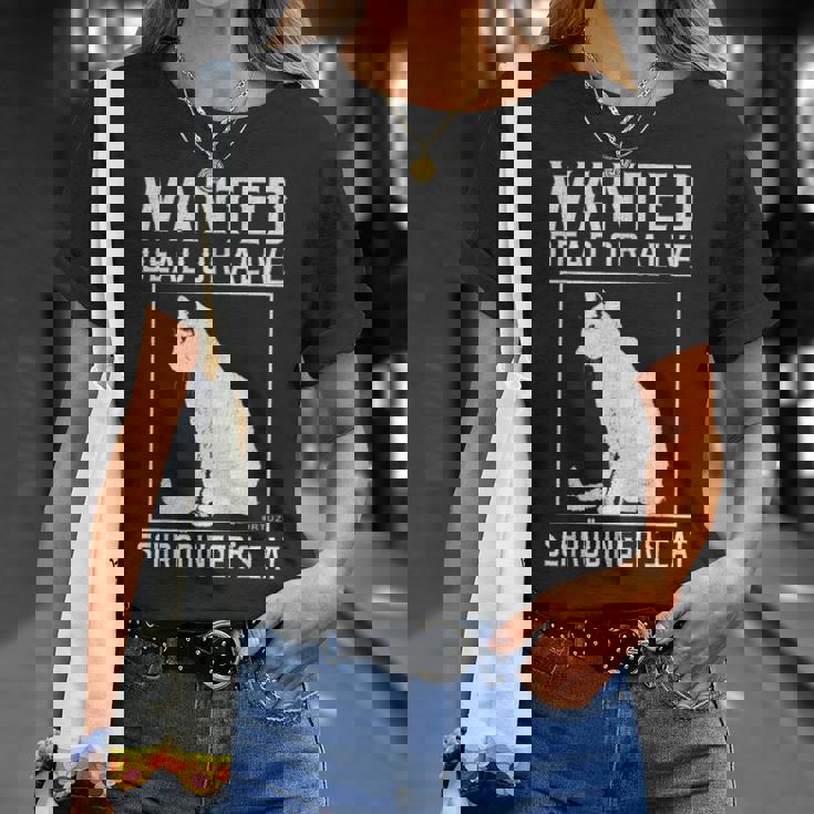 シュレディンガーの猫 指名手配の猫 死んで生きている 物理学 物理学者 Tシャツ 彼女への贈り物