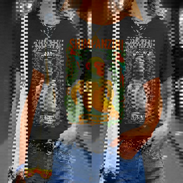 シンパンジーニ バナニーニ イタリアンブレイン チンパンジーとバナナ Tシャツ 彼女への贈り物