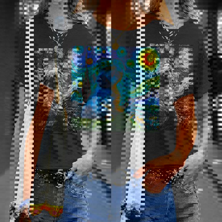 シーズー 面白いtシャツ 犬 ゴッホ 星月夜 かわいい メンズ 子供 おもしろ 服 グッズ ネタ Tシャツ 彼女への贈り物