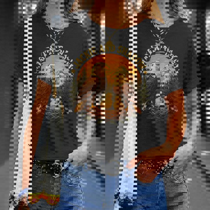 ジャッキーとシャドウ ハクトウワシビンテージ野生動物 自然 Tシャツ 彼女への贈り物