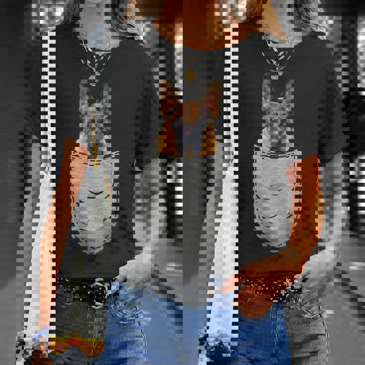 ジャーマンシェパード 犬の胸ポケット 犬の飼い主用 Tシャツ 彼女への贈り物