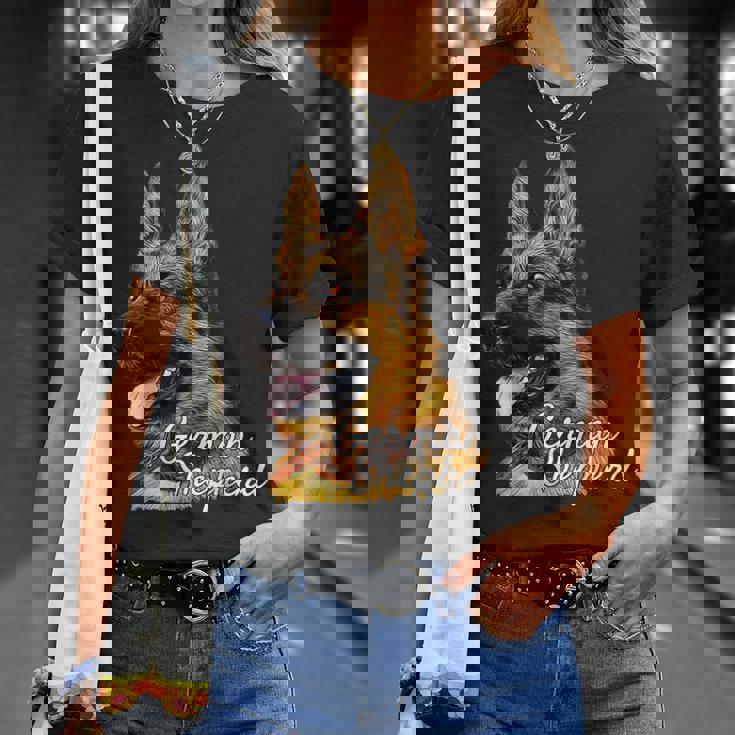 ジャーマンシェパード犬 愛国的なジャーマンシェパード警察犬 Tシャツ 彼女への贈り物