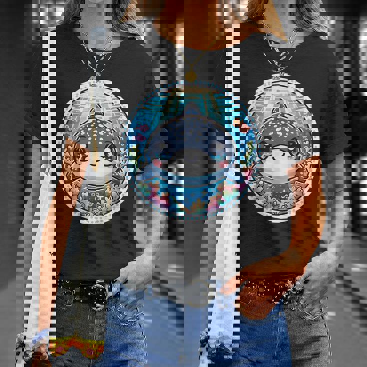 ジンベイザメ、ジンベエザメのアニメ、カワイイ・ジンベエザメ Tシャツ 彼女への贈り物