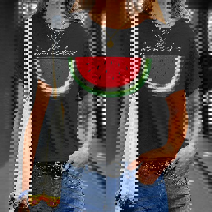 スイカ パレスチナ国旗 連帯 パレスチナ フリー Tシャツ 彼女への贈り物