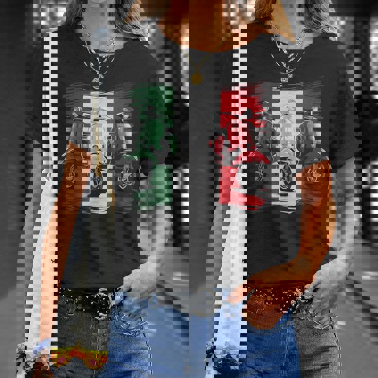 スクーター バイク バイク スクート イタリア国旗 原付スクーター Tシャツ 彼女への贈り物