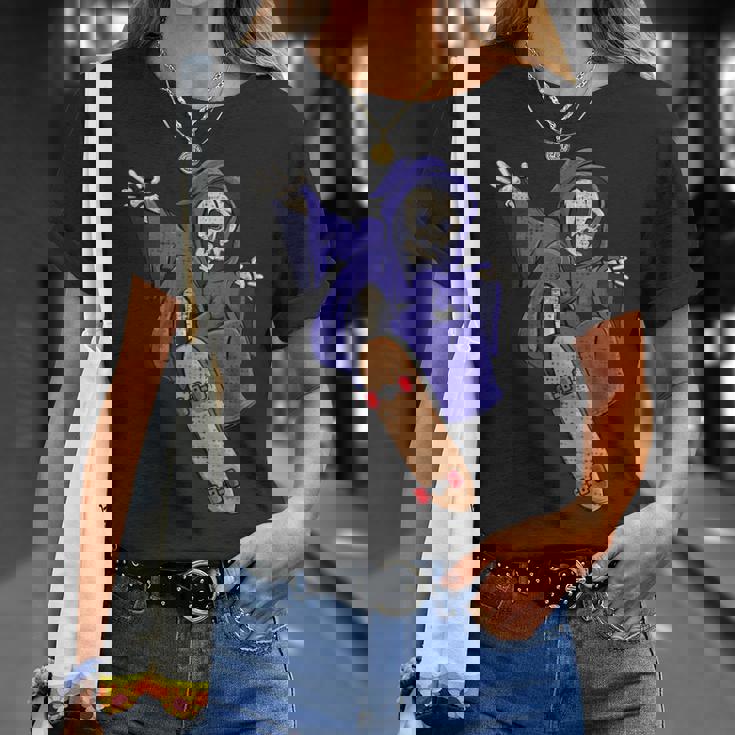 スケボーに乗る骸骨 スケーター ハロウィン Tシャツ 彼女への贈り物