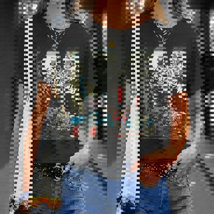 スケルトン 妖怪 歌川 国芳 日本美術 ハロウィン 相馬の古内裏 妖怪がしゃどくろと戦う大宅太郎光圀 Tシャツ 彼女への贈り物