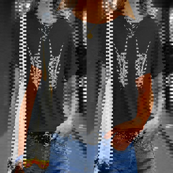 スケルトンハンド フレンチフォークロック ハードロック＆ヘヴィメタル Tシャツ 彼女への贈り物