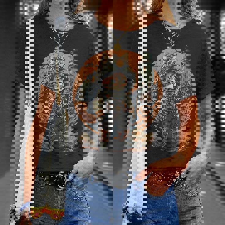 スチームパンク 猫 キティ 子猫 月 スペース スチームパンク Tシャツ 彼女への贈り物