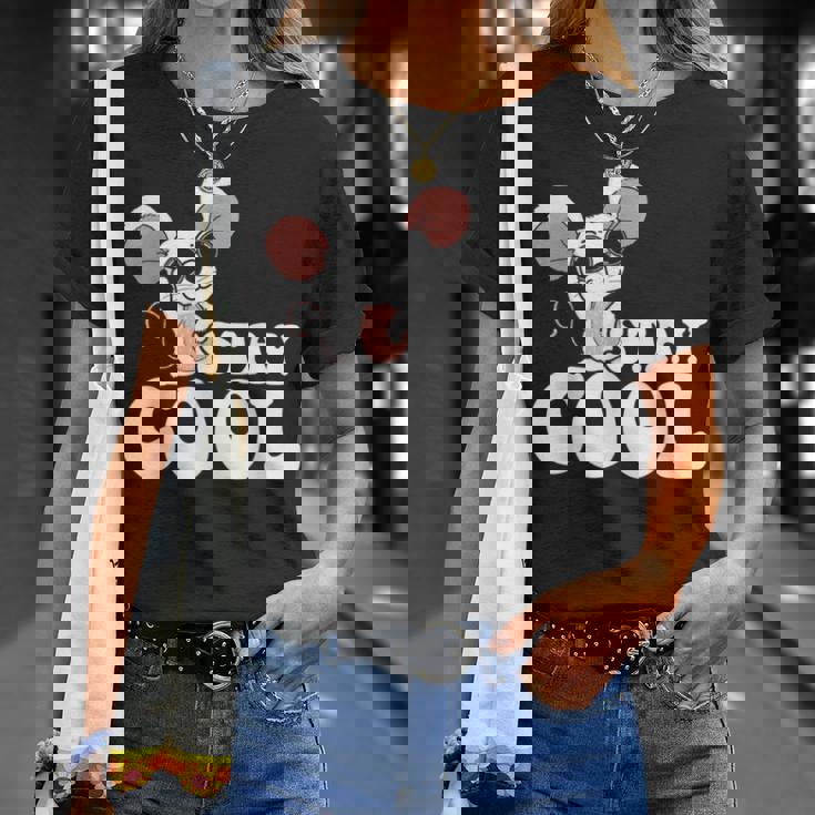 ステイ クール オーサム マウス ウェアリング サングラス 動物 ネズミ Tシャツ 彼女への贈り物