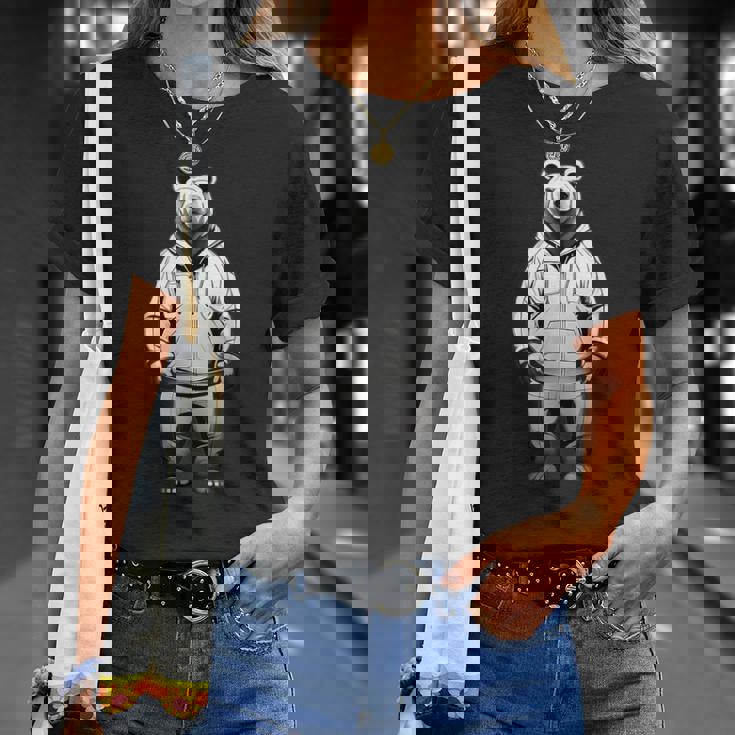 ストリートウェア風のミニマルなクマのイラスト Tシャツ 彼女への贈り物