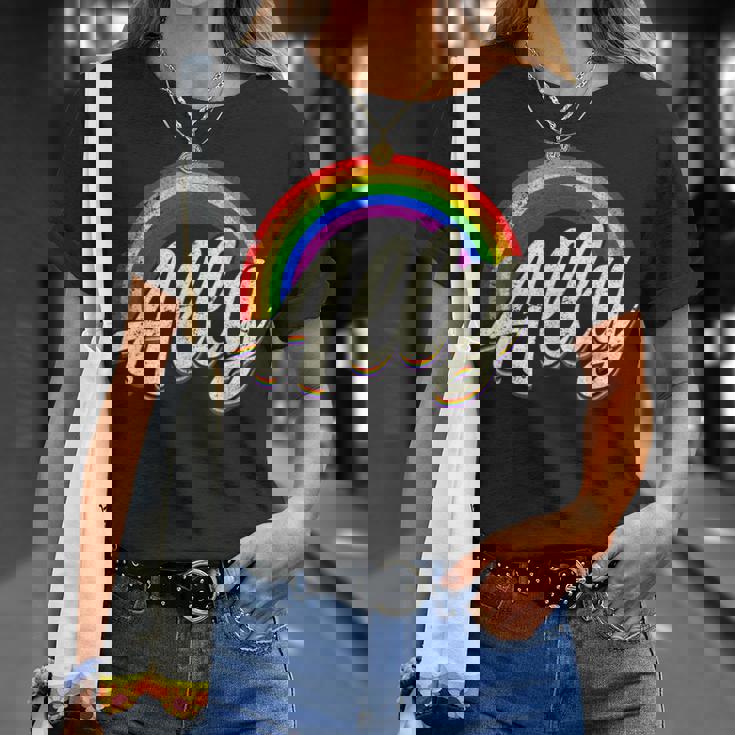 ストレートの味方、レインボーカラー、Lgbtプライド Tシャツ 彼女への贈り物