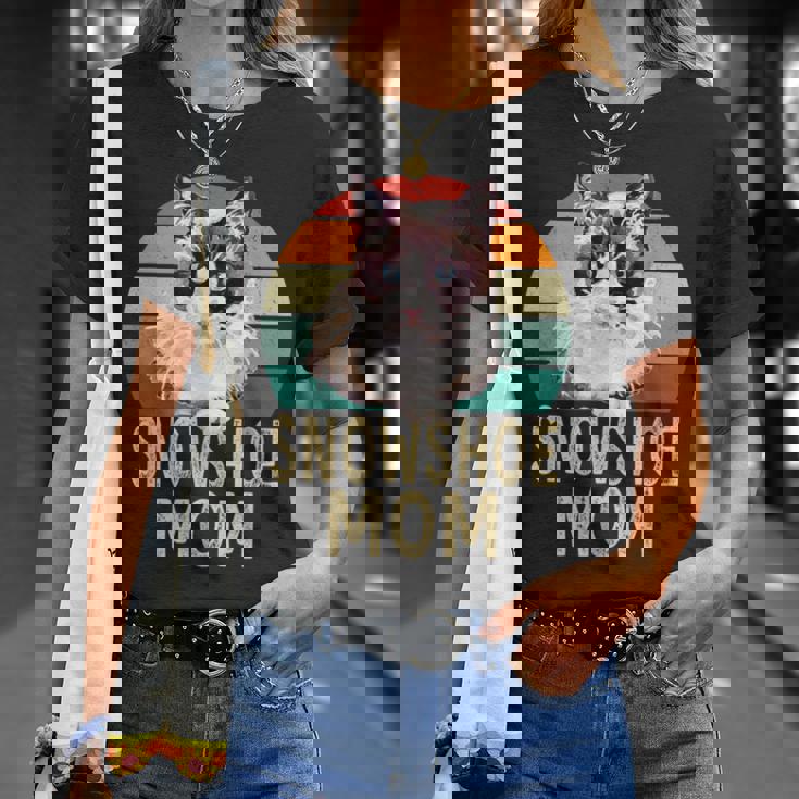 スノーシュー 猫 ママ レトロ ヴィンテージ 面白い I Love My Cat Tシャツ 彼女への贈り物