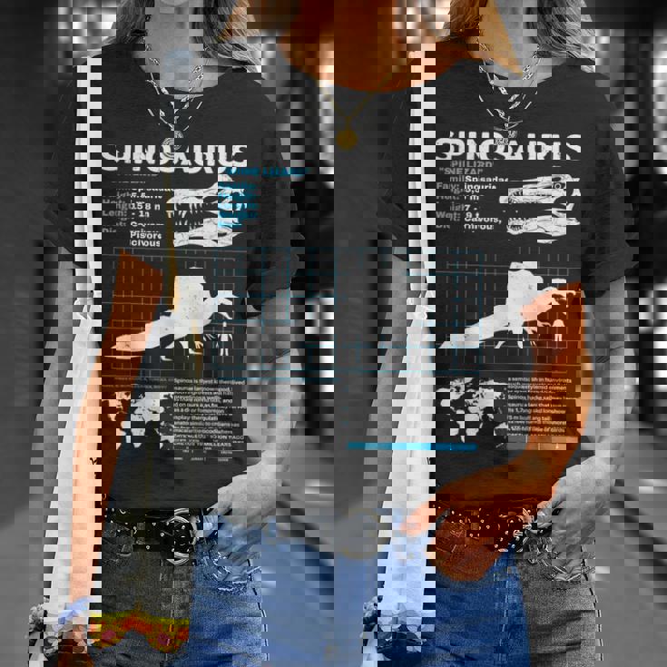 スピノサウルスのファクトシート Tシャツ 彼女への贈り物