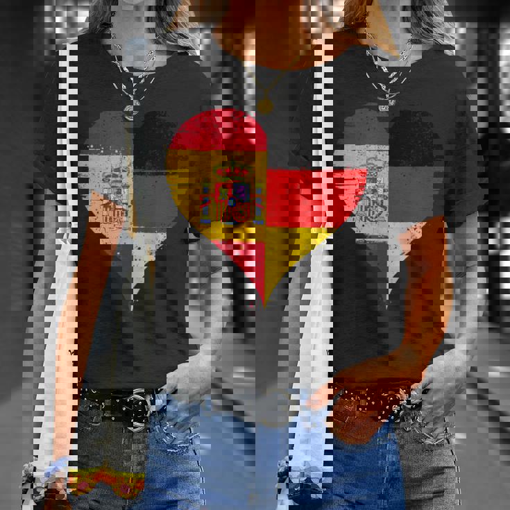 スペインとドイツのハーフaのかっこいい国旗 スペイン ドイツの国旗 Pain German Flag Tシャツ 彼女への贈り物