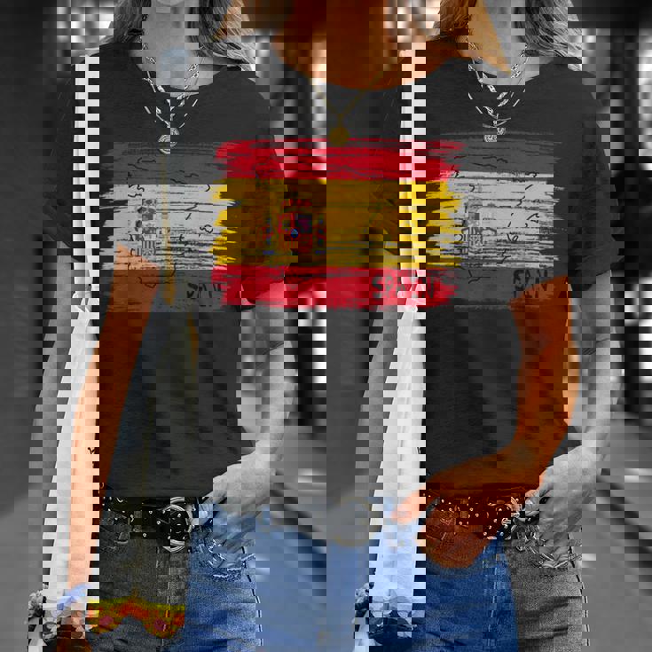 スペイン国旗の絵、スペインの地図のスケッチ。 Tシャツ 彼女への贈り物