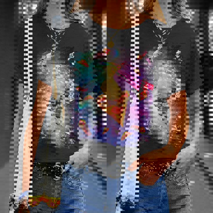 スペースレーザーアヒル食べるピザ、ギャラクシーダック。 Tシャツ 彼女への贈り物