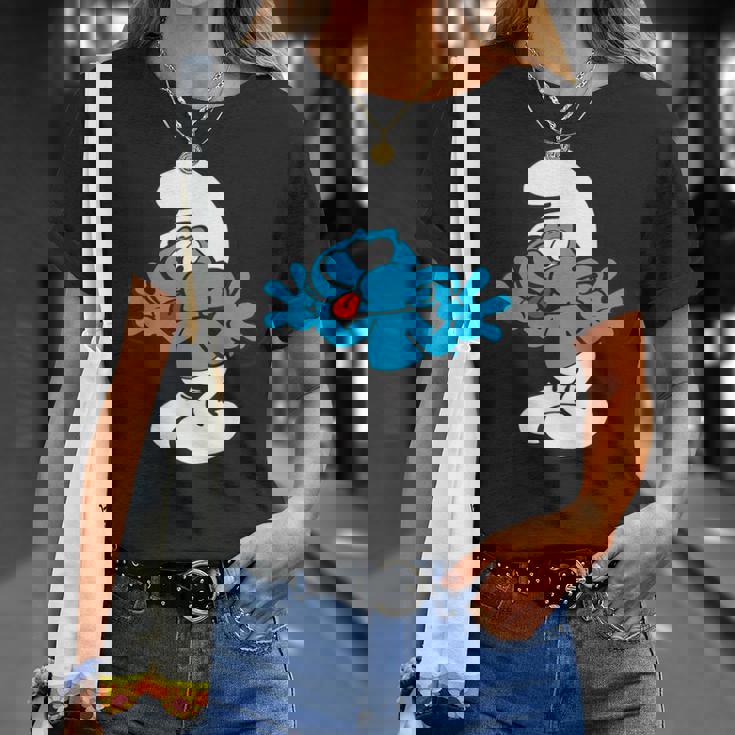 スマーフ ジョキー スマーフ 舌 ジョイフル ブルー コミック スマーフェット Tシャツ 彼女への贈り物