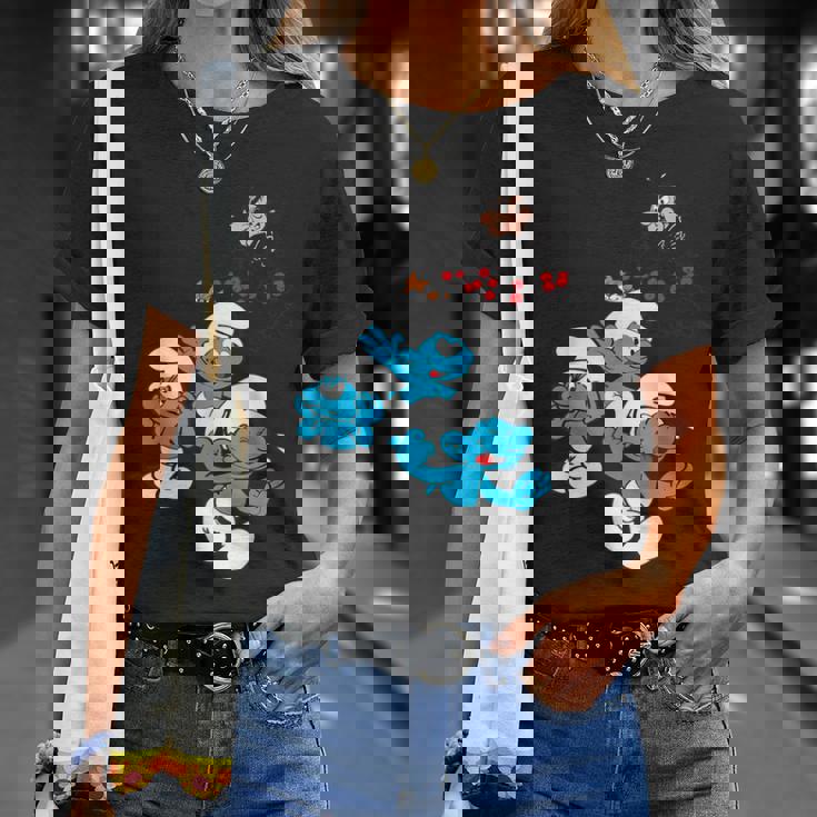 スマーフグループ スマーフ ガーガメル 魅惑のブルーフレンズのファン Tシャツ 彼女への贈り物