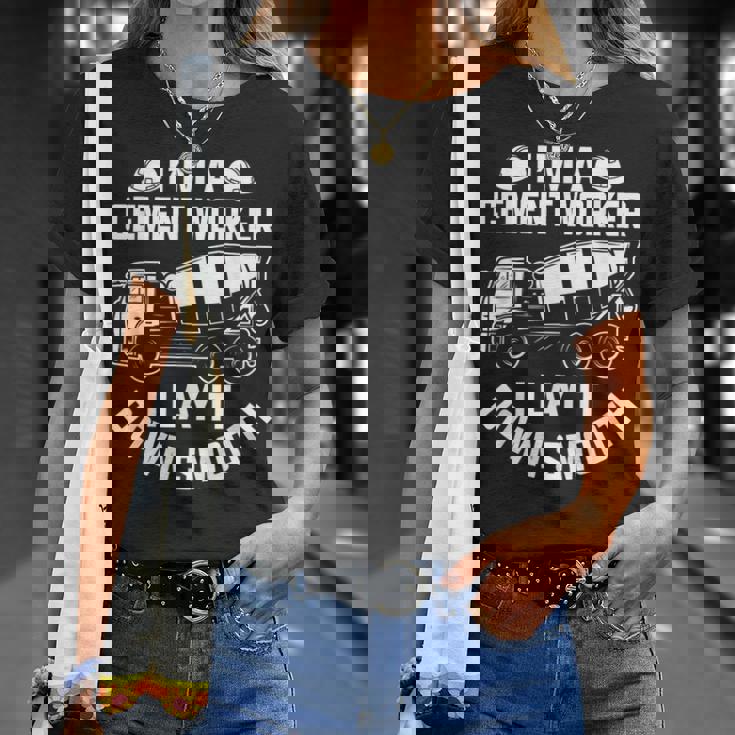 スムーズに敷設する 面白いコンクリート作業員 Tシャツ 彼女への贈り物