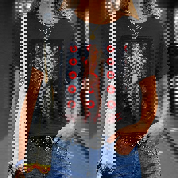 セクシーガールグラフィックtシャツ 赤いビキニを着たブロンドゴーゴーダンサー Tシャツ 彼女への贈り物