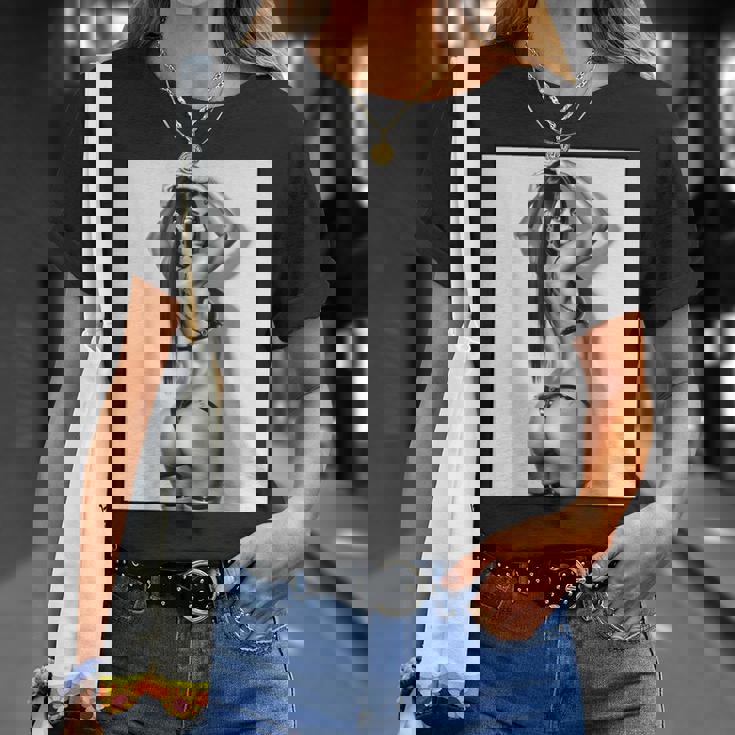 セクシーガールグラフィックtシャツ セクシーブルネットブーティーガール 3インチ B&W Tシャツ 彼女への贈り物