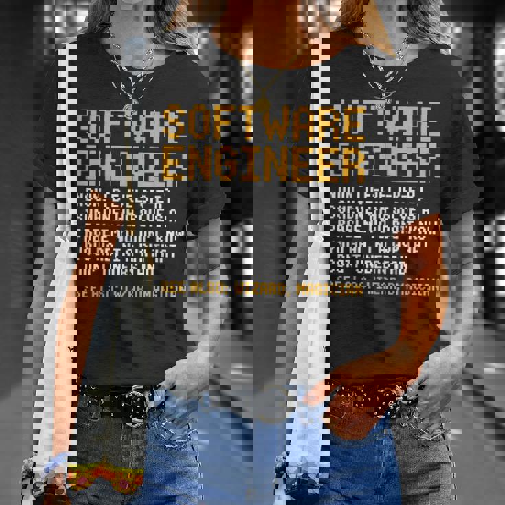 ソフトウェアエンジニア定義面白いコンピュータサイエンスジョーク Tシャツ 彼女への贈り物