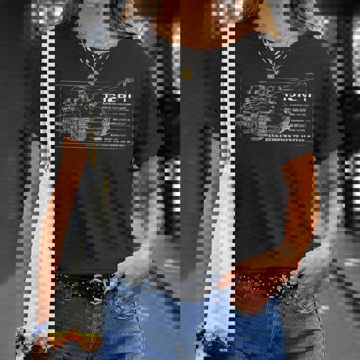 タイガーii Ww2ドイツ戦車の設計図 Tシャツ 彼女への贈り物