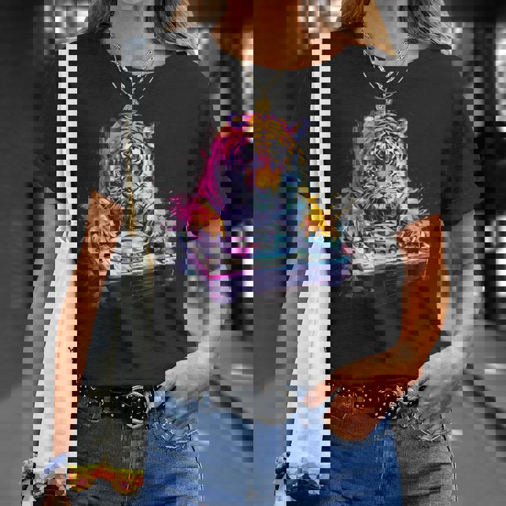 タイガーミュージック Dj ターンテーブル Dj タイガーテクノ ダンスクラブ ハウス Tシャツ 彼女への贈り物